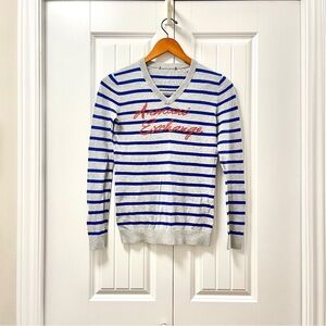 A/X Armani Exchange Y2K Sequin Striped Sweater Grey Blue